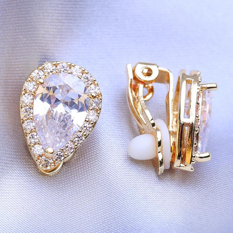 FEEYOO серьги-клипсы для женщин, модные серьги с кубическим цирконием, ювелирные изделия, свадебные серьги