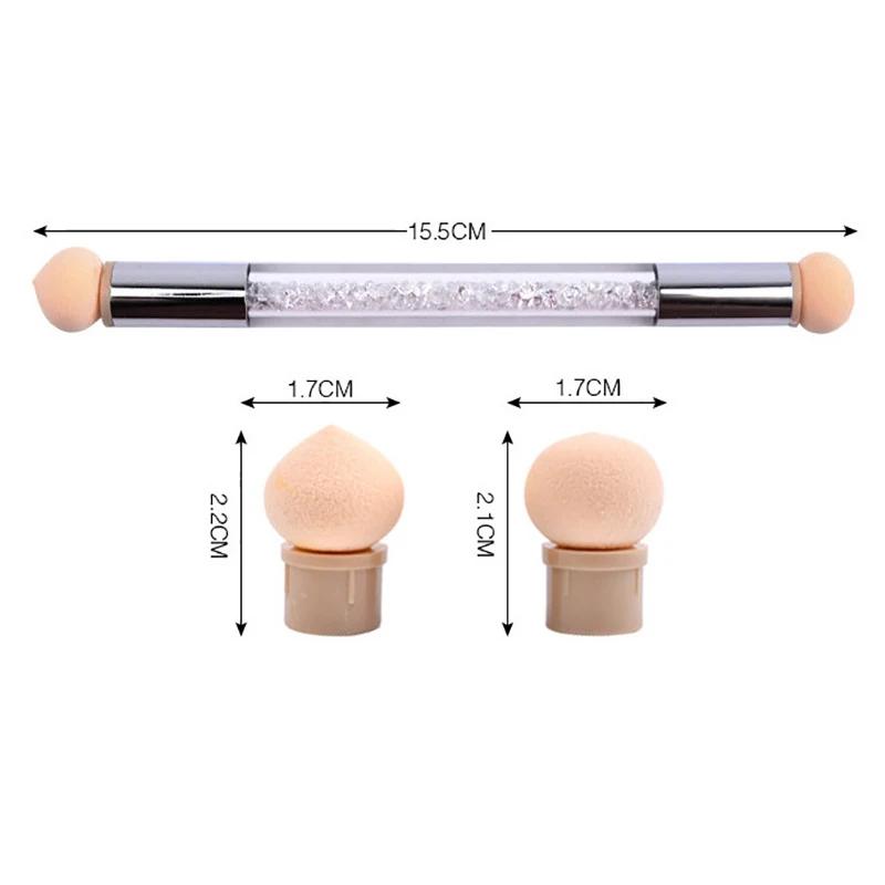 Градиентный карандаш для теней Двусторонний аксессуар для рисования на ногтях Кисть для нанесения точек на ногти Губчатая головка Ручка для страз Кисть для дизайна ногтей