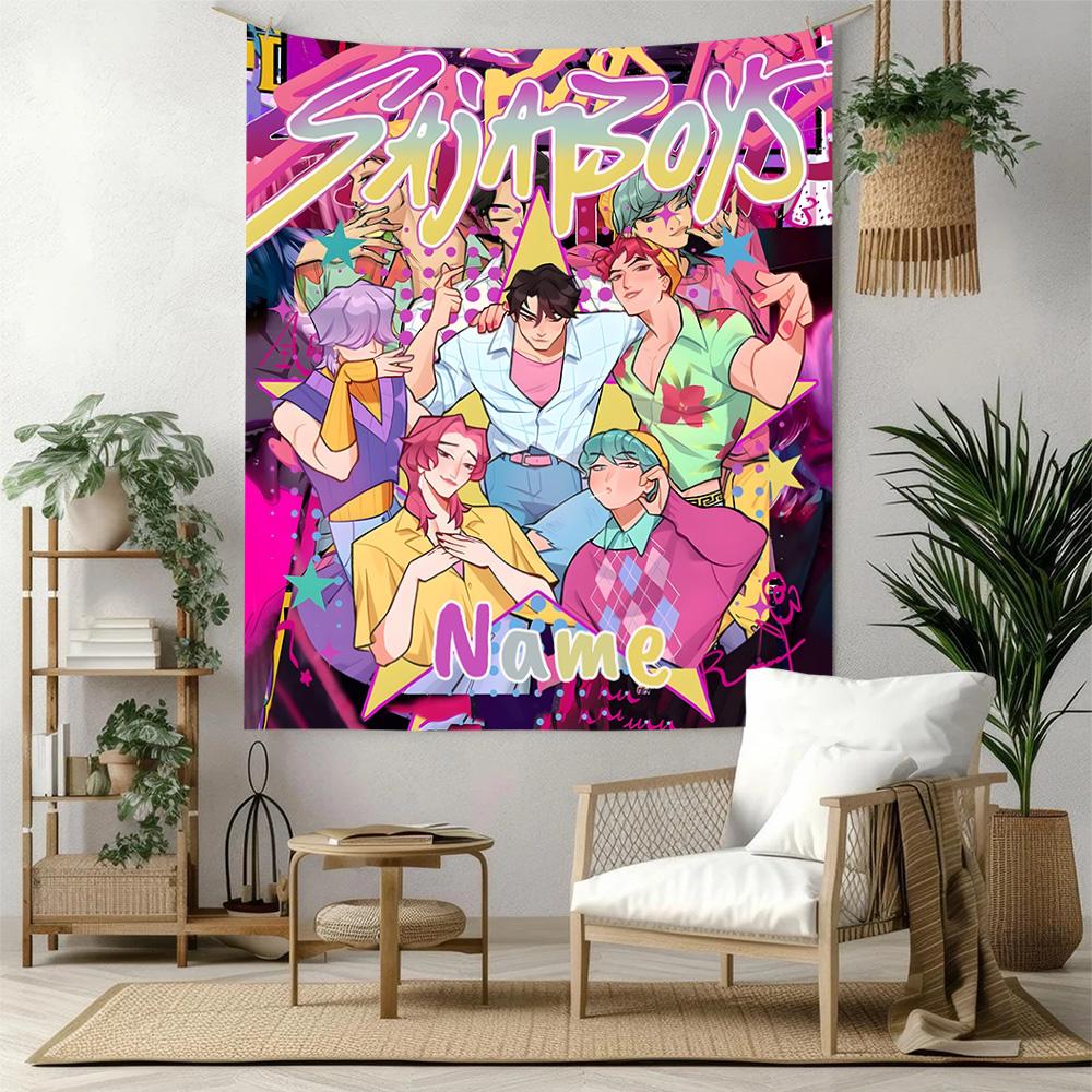 Saja Boys Custom Your Name Wall Decor Tapestry Art For Pet Memorial Birthdaywedding Party Backdrop Family Gift