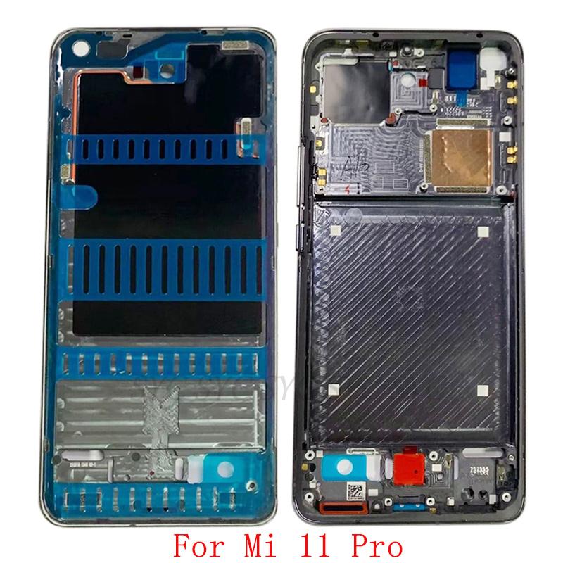 Средняя рамка ЖК-дисплея, панель, корпус корпуса для телефона Xiaomi Mi 11 Lite 11 Pro, металлический ЖК-рамка, ремонт
