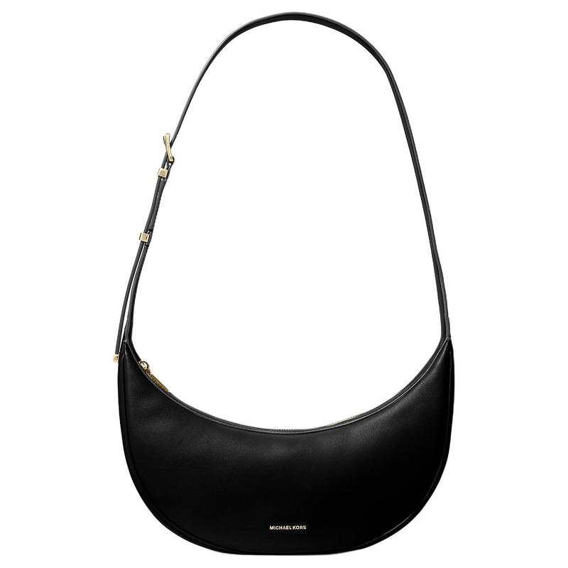 MICHAEL KORS Avra metal brand logo zipper closure leather shoulder crossbody bag medium women's black
