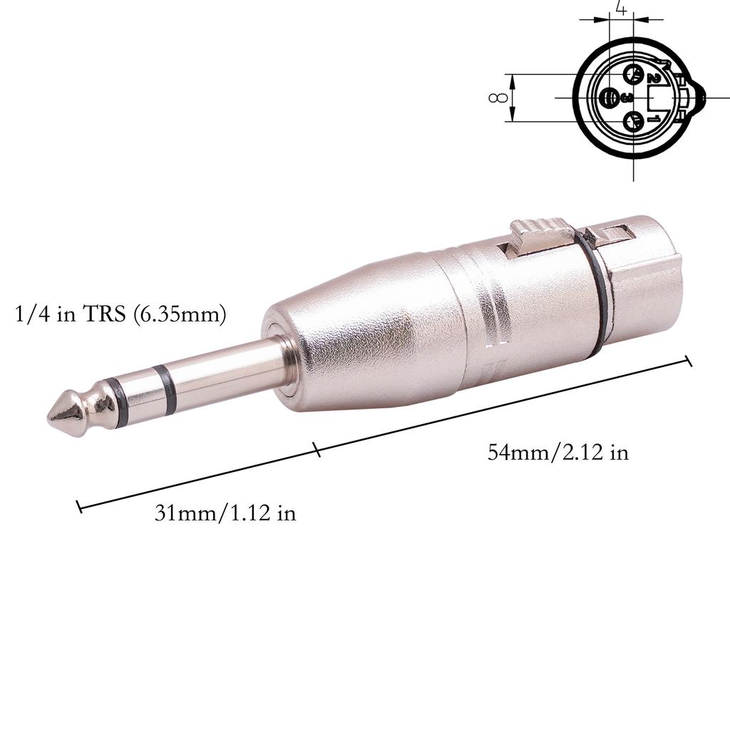 XLR Female 3Pin to 6.35mm 1/4 inch стерео мужской аудио адаптер, 6.35mm 1/4" to XLR стерео аудио адаптер для микрофона