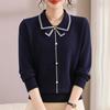 Mom's Autumn Clothes New Early Autumn Lapel Sweater Spring and Autumn Long-sleeved Knitted Bottoming Shirt Women's Top
