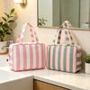 Large Capacity Striped Toiletry Storage Bag Multi Compartment Cosmetic Pouch  Weekend Getaway