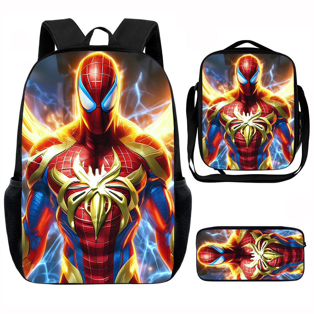 Spider-Man School Bag Lunch Bag Pencil Bag Elementary School Backpack Cartoon Peripheral Backpack Children's Bag Three-piece Set