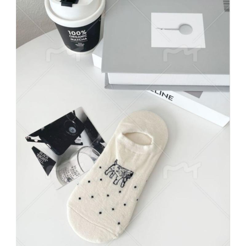 Невидимые носки-след с мультяшными полосками для щенков, летний женский стиль, дышащие короткие носки, повседневные хлопковые носки в стиле колледжа