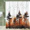 Шторка для душа «Туманная гора»: Декоративная штора для ванной комнаты с крючками, выполненная в безмятежном дизайне, из мягкой ткани, с изображением природного пейзажа
