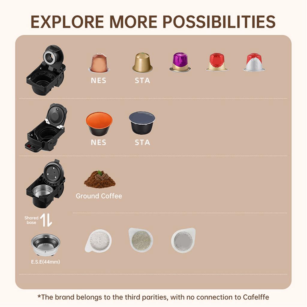 MK-603 4 In 1 Pod Coffee Maker 19Bar 92 Celsius Constant Temperature 20s Fast Cold and Hot Brew Pod Coffee