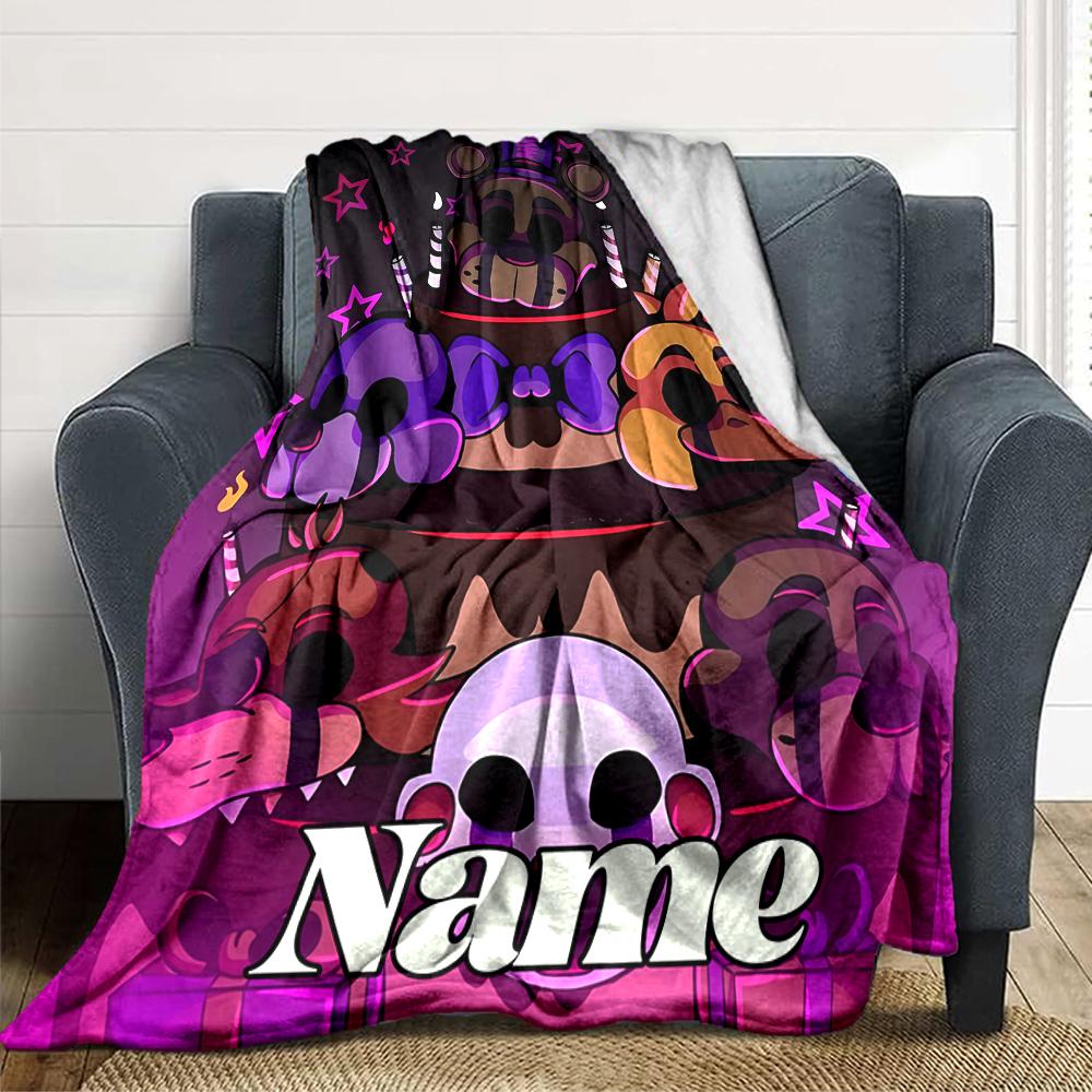 Custom Name Five Nights Freddy's Party blanket for Couch & Bed, Plush Cozy Fuzzy Blanket Super Soft & Warm Blankets for Fall and Winter. 0908137