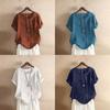 Cotton Linen T Shirt For Women With Loose Fit And Short Sleeves For Casual Wear