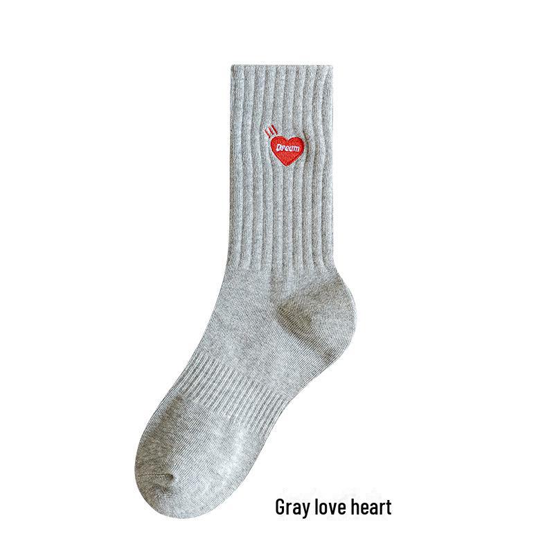 Мужские утолщенные баскетбольные носки средней длины с вышивкой — чистый хлопок для весны, осени и зимы