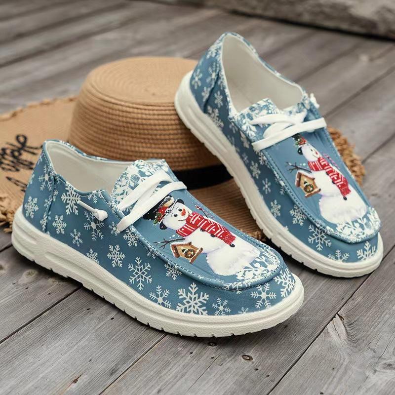 Новые рождественские туфли-одиночки с эльфом-снеговиком в стиле кэжуал, легкие, с мелким вырезом, женские туфли