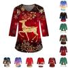 Women's Fashion Casual Three-quarter Sleeve Christmas Printed  Uniform Top