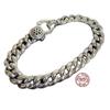 S925 Sterling Silver Bracelet Cherry Blossom Buckle Cuban Chain Men 'S Personality Hip Hop Style Simple Tank Silver Bracelet