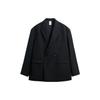 X Maison Special Loose Fit Solid Double Breasted Blazer Men Blazers Black 09621630800-33