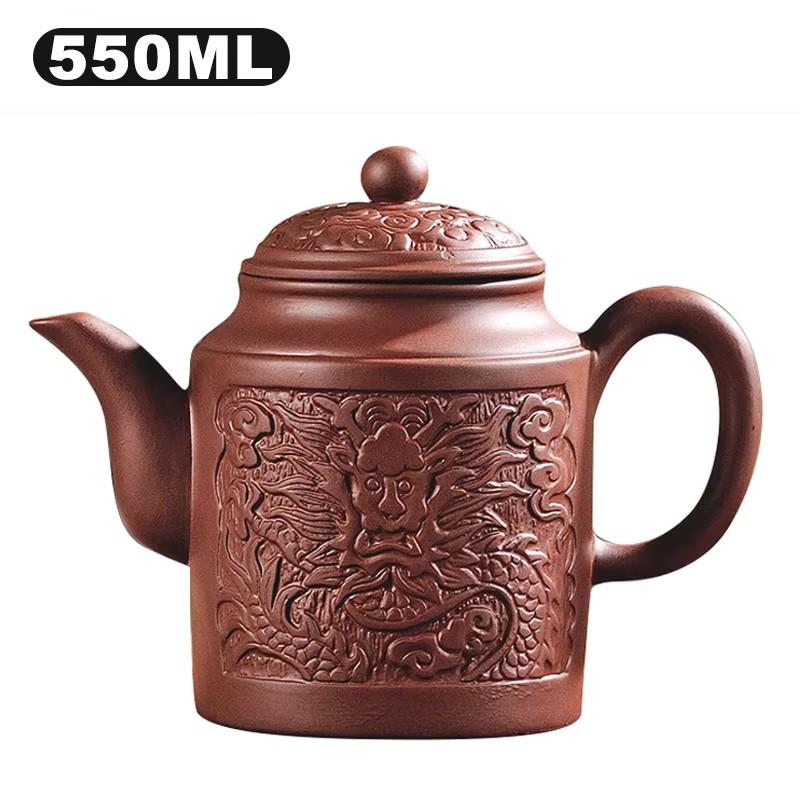 Чайники из фиолетовой глины, китайский чайный сервиз, резной чайник ручной работы с заварочным устройством, фильтр для зеленого чая, чайные принадлежности