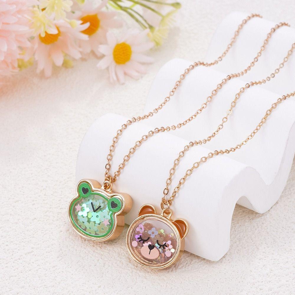 Cat Bear Charm Children's Necklace Cute Design Princess Costume Necklace  Kids Fashion
