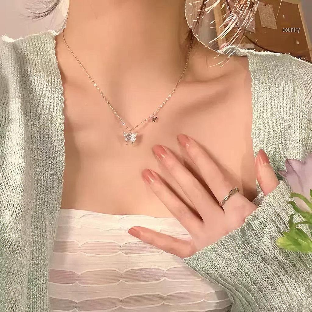 Женское летнее роскошное ожерелье из титановой стали - Дизайн высокого класса, кулон на ключицу