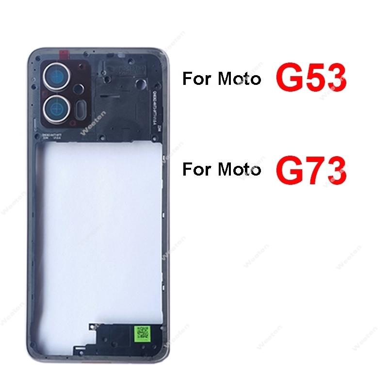 Middle Housing Frame For Motorola Moto G53 G73 Middle Frame Without Lens Frame No Side Button Cover Bezel Panel Flex Cable Parts