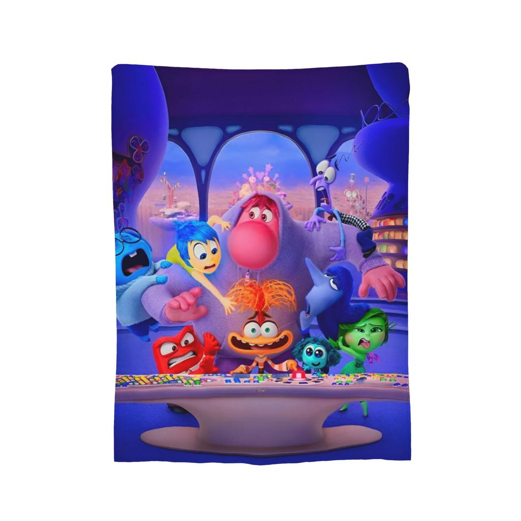Inside Out Wool Blanket Cartoon Action Comedy Funny Throw Blankets for Sofa Bedding Lounge 125*100cm Rug Piece,