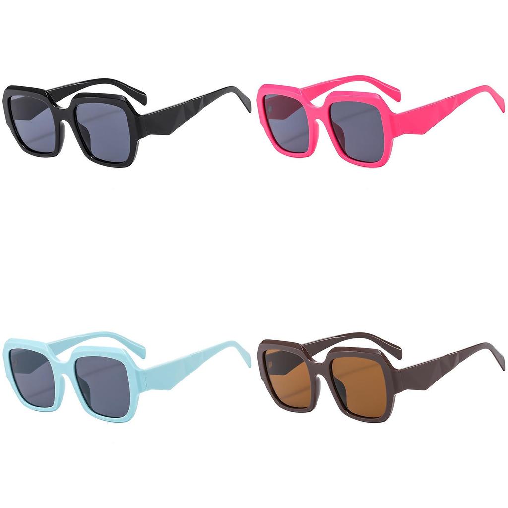 Style Geometric Oversized Sunglasses Uv400 Black Frame Round Glasses Travel For