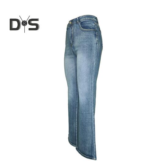 Женские расклешенные джинсы с цветочной вышивкой, расклешенные джинсы с высокой талией, узкие брюки из микроэластичного денима с карманами