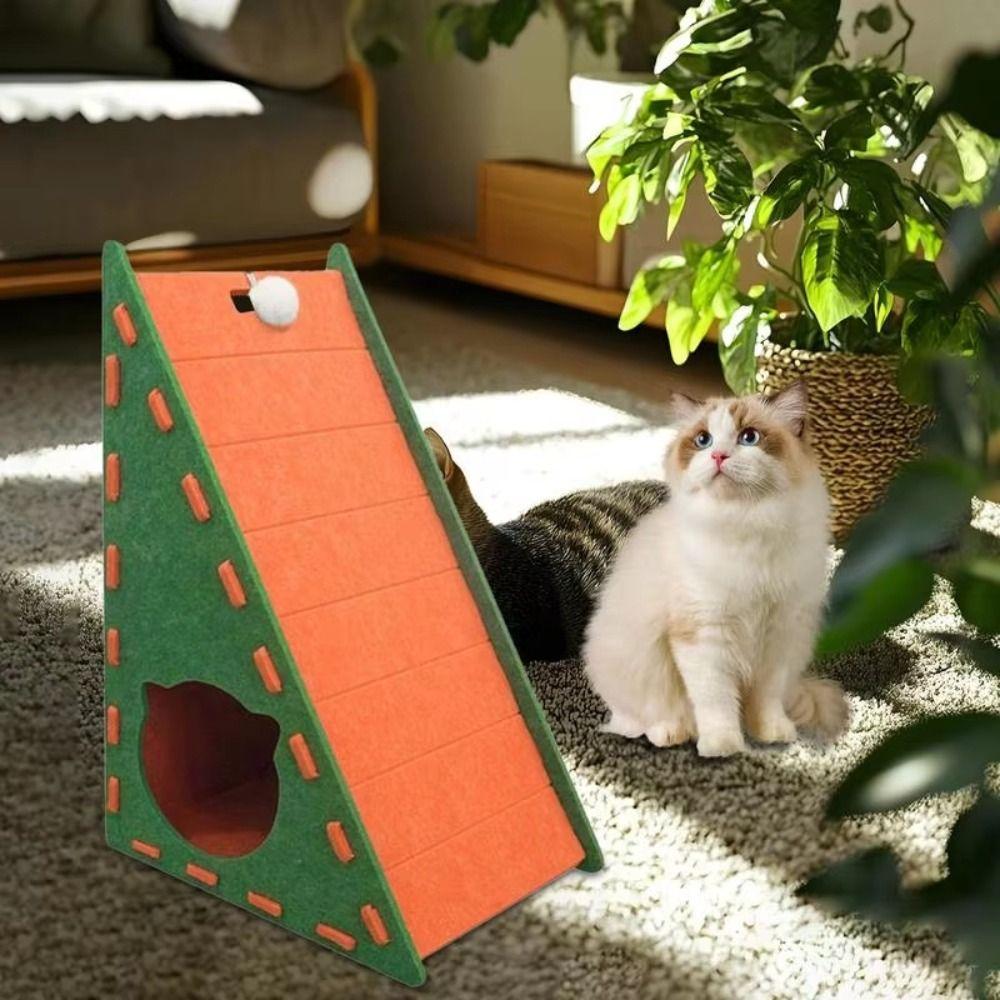 Wear-resistant Cat Scratch Board Triangular Felt Cat Nest Double-layer Cat House  Kitten