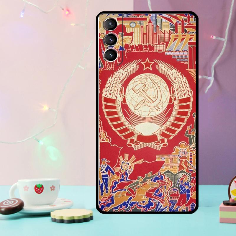 Red Soviet Union USSR Flag Phone Case For Samsung Galaxy S25 Ultra S20 S21 S22 S23 S24 Ultra Plus S9 S10 S25 FE Cover