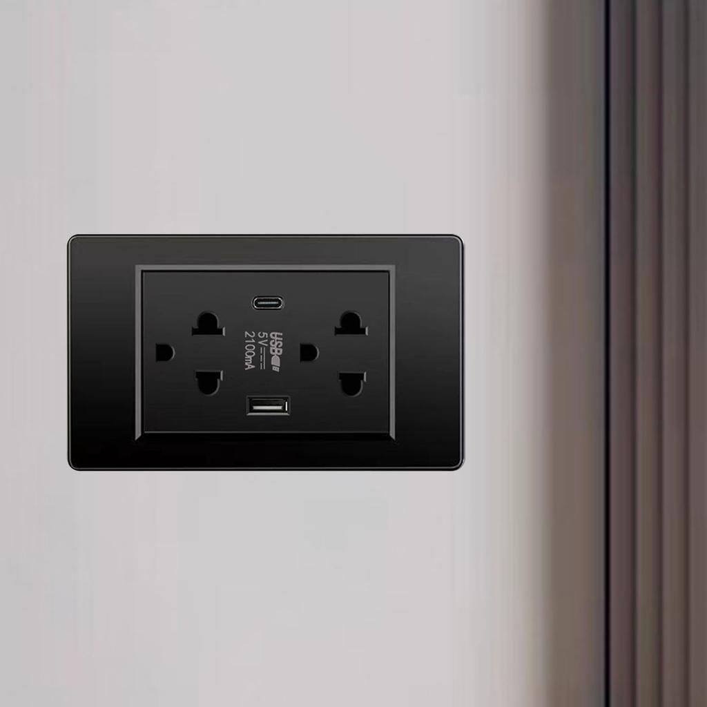 Thailand Type Electrical Wall Receptacle Outlet Space Saving USB Type C Wall Charger Outlet for