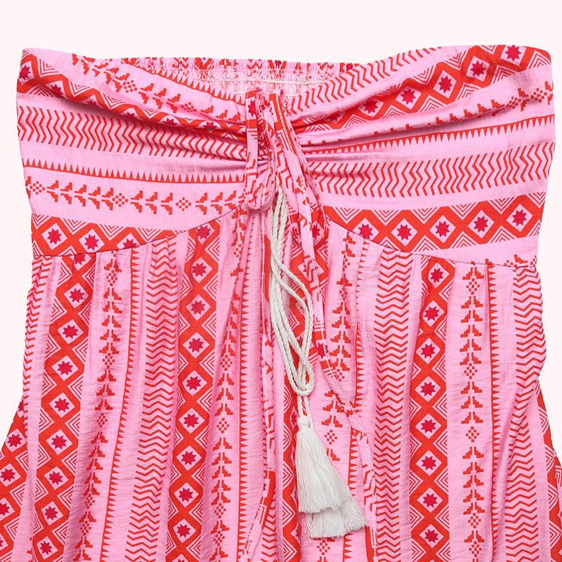 Women's Fashion Summer Spring Geometric Print Sleeveless Hanging Neck High Waist Casual Dresses