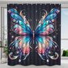 Шторка для душа с узором «Бабочки», Элегантный полиэстер, Многофункциональная перегородка для ванной комнаты, Стирка в машине, Декор для всех сезонов