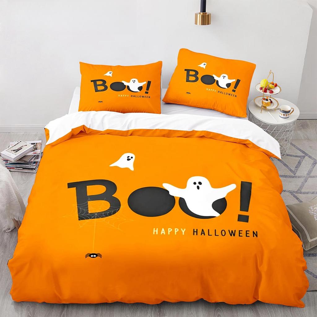 New 3D Print Halloween Boo Cartoon Bedding Set,Duvet Cover Bed Set Quilt Cover Pillowcase,King Queen Twin Size Boys Girls Adults
