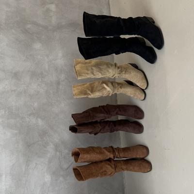 Ботинки рыцаря ботинки на платформе 2025 весна и осень новые квадратный носок толстый каблук плиссированные ботинки ковбойские ботинки вестерн женские длинные ботинки женские