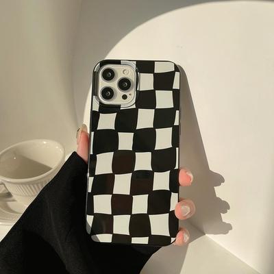 Креативный черно-белый клетчатый чехол для телефона для iPhone 13 iPhone 15 iPhone 16 Pro Max