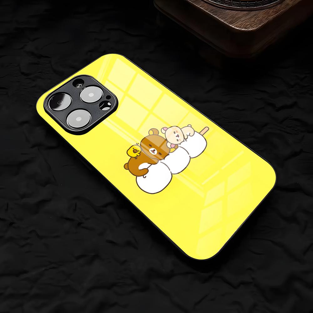Cute R-RilakkumaS Phone Case For IPhone 17 Air 16 E Pro Max 15 14 13 Mini 12 Pro 11 Max Plus Black Glass Cover