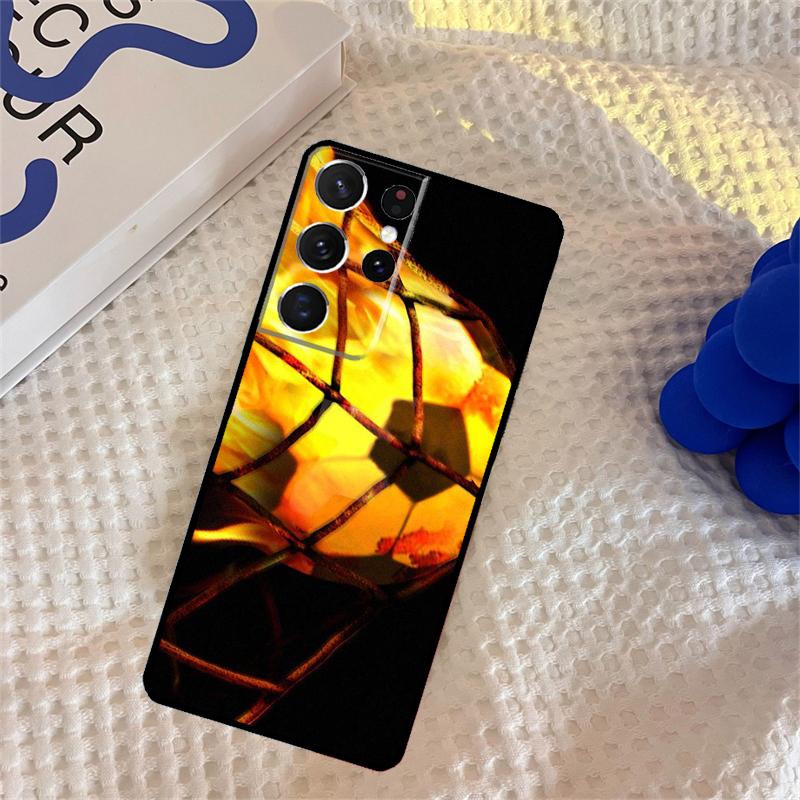 Чехол для телефона с огненным футбольным мячом для Samsung Galaxy S25 Ultra S9 S10 S20 S22 S21 S23 FE S24 Plus Защитная крышка