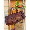 Vintage Genuine Brown Leather Travel Luggage Duffel Gym Bags Tote Goat Leather