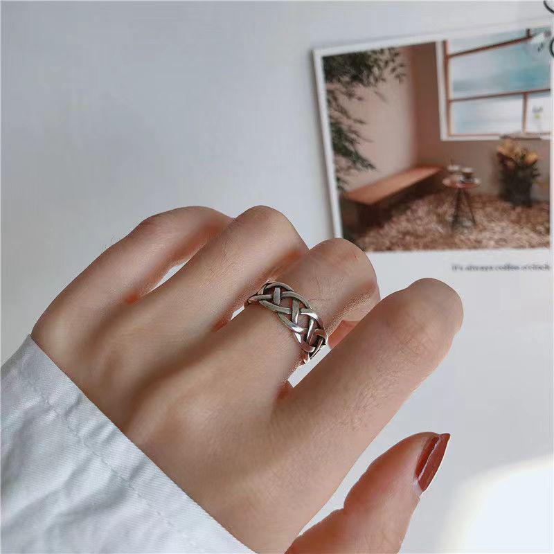 Медное хип-хоп-кольцо с переплетением: Модный аксессуар для женщин в стиле Южной Кореи