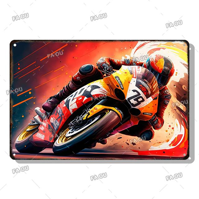 F1 Motorcycle Racing Vintage Metal Poster Racer Athlete Retro Tin Sign Auto Club Wall Art Decoration Plaque Home Decor Aesthetic