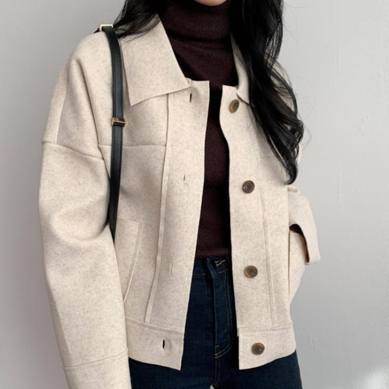 Весна и осень Новое шерстяное женское пальто Однобортное женское пальто