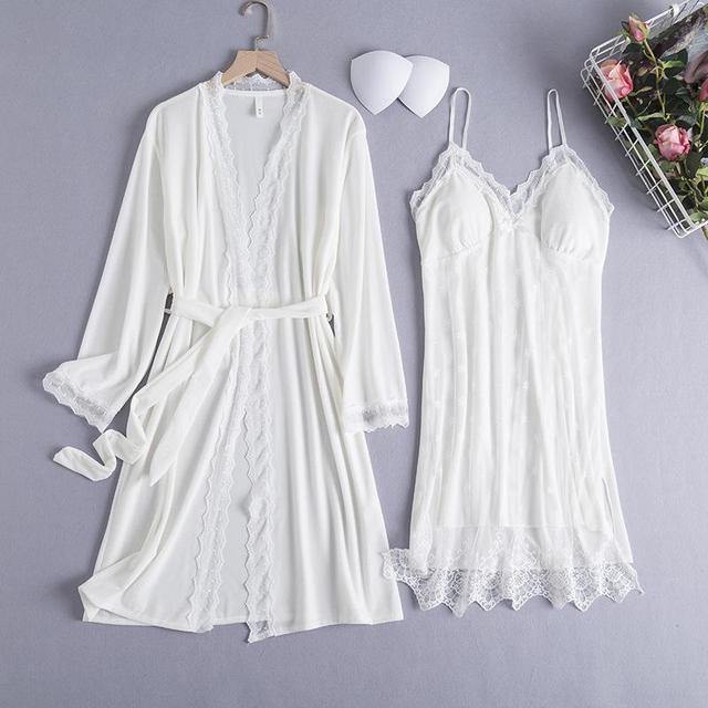 Велюровый кружевной халат, ночная рубашка Femme Twinset, свадебный халат, комплект с v-образным вырезом, одежда для сна, повседневный сексуальный домашний халат, одежда для дома