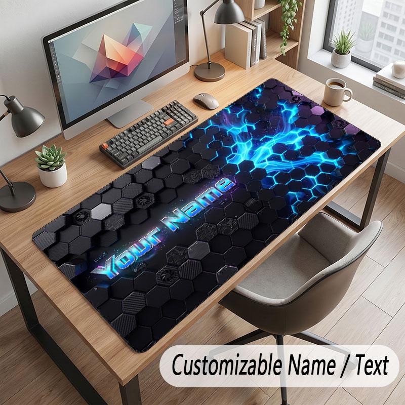 Abstract Geometric Theme Customized Mouse Pad Personalized Print Name Text Desk Mat For Home Office Table Decor