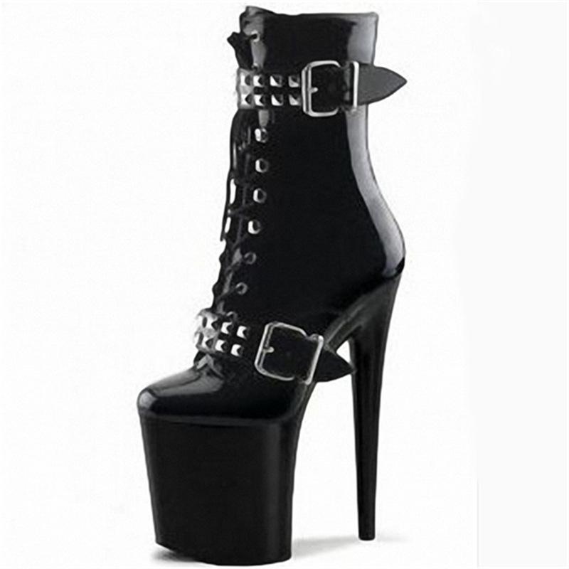 Весенние новые черные глянцевые короткие ботинки 20 см ненавижу небоскребы и низкие ботинки супер высокие и водонепроницаемые модные женские ботинки на платформе