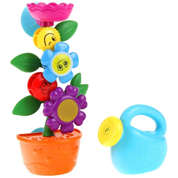 Bath Toy Flower for Bathtub Water Watering Can Multicolor with Suction Cup
