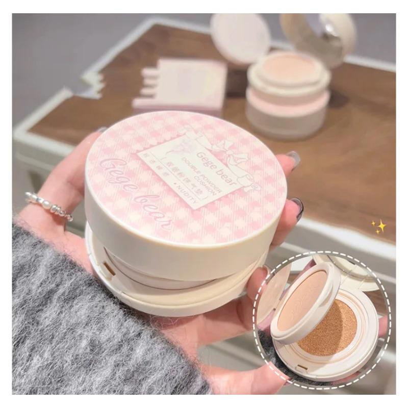 2 в 1 двухслойная пудра-кушон Clear Natural Lasting Brightening Gege Bear Makeup Concealer Loose Powder Cushion Cream