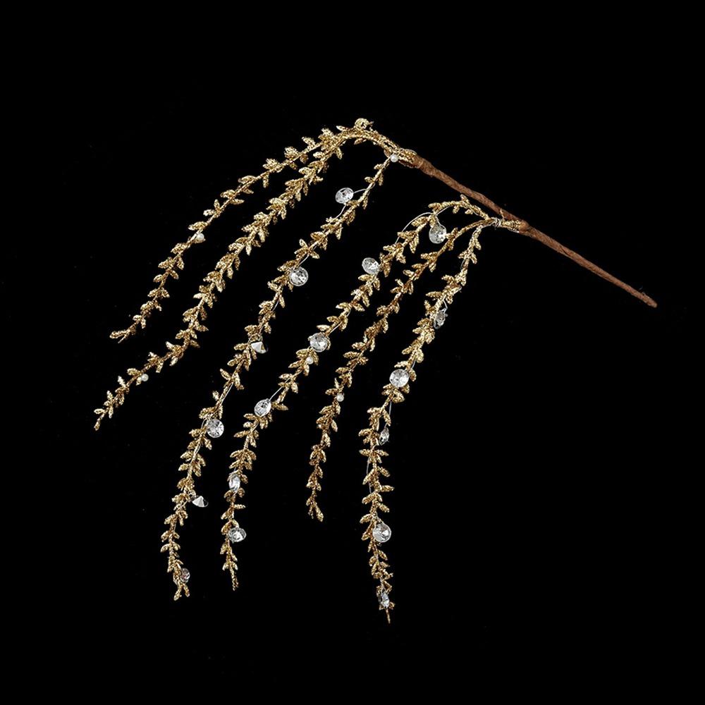Realistic Christmas Weeping Spray Pick Bead Chain Weeping Willow Branch Party Decoration