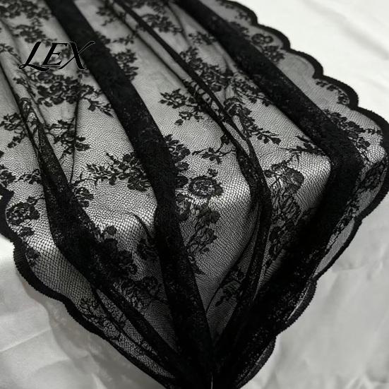 Black Lace Table Runner French Runner, & White Vintage for Coffee Cover Table, Shoe Cabinet, Dining Long Rectangular Decorative Tablecloth Home Retro