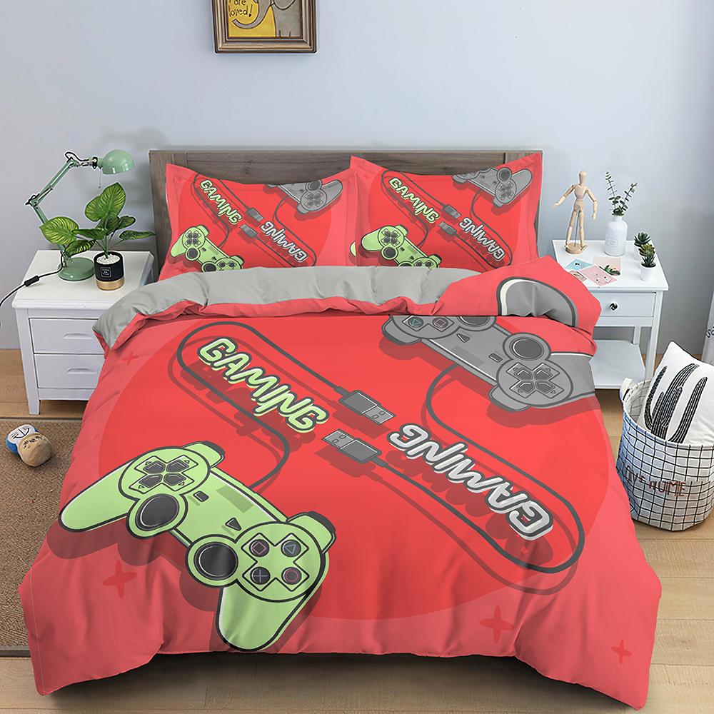 Teens Video Games Comforter Duvet Cover King Gamepad Controller Bedding Set Youth Game Bedding Set 2/3pcs Polyester Quilt Cover