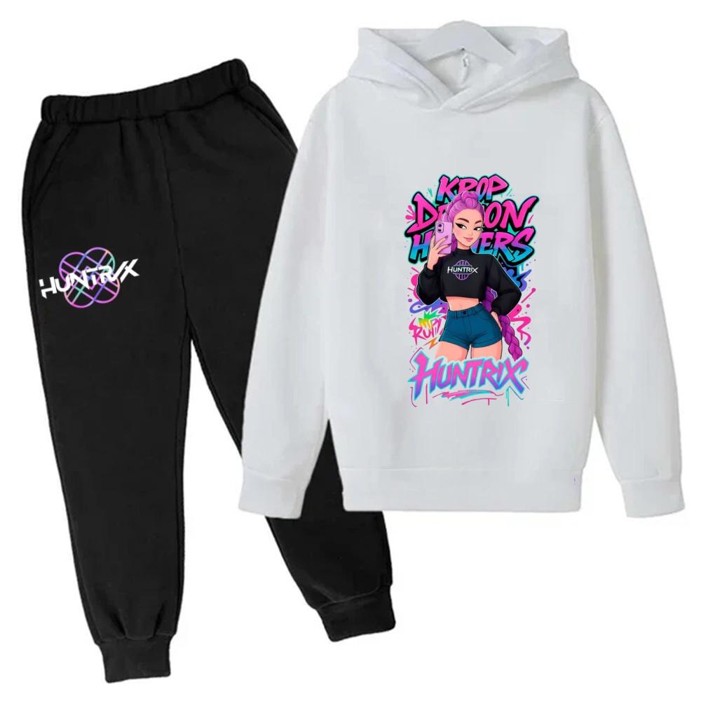K-pop Охотники на демонов Детский мультяшный комплект из 2 предметов: толстовка с длинным рукавом и брюки. Наряд для малышей, девочек и мальчиков. Бутиковая одежда. Костюм