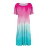 Женское повседневное модное платье с круглым вырезом и коротким рукавом средней длины с градиентом